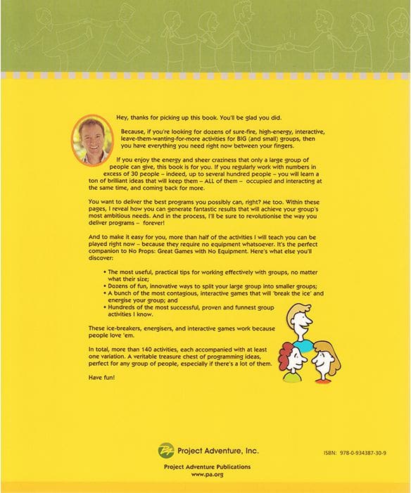 Back cover of Count Me In: Large Group Games That Work book, by Mark Collard