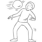 Man avoiding being hit by a balloon as seen in Balloon Propulsion Greetings energiser activity
