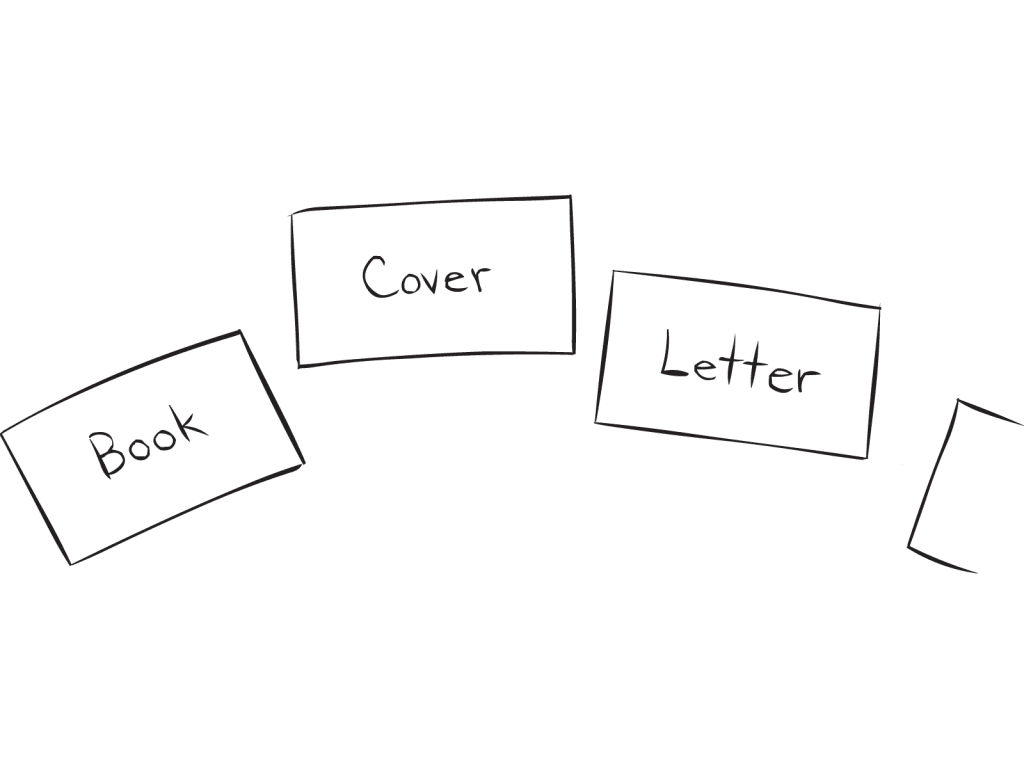 Set of index cards with words forming part of team puzzle called Word Circles