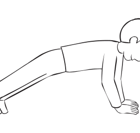 Man doing a push-up with eyes closed, as seen in Popsicle Push-up group initiative