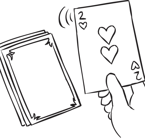 Two of hearts is pulled from a deck of cards, as could be seen in fun guessing game of Prediction