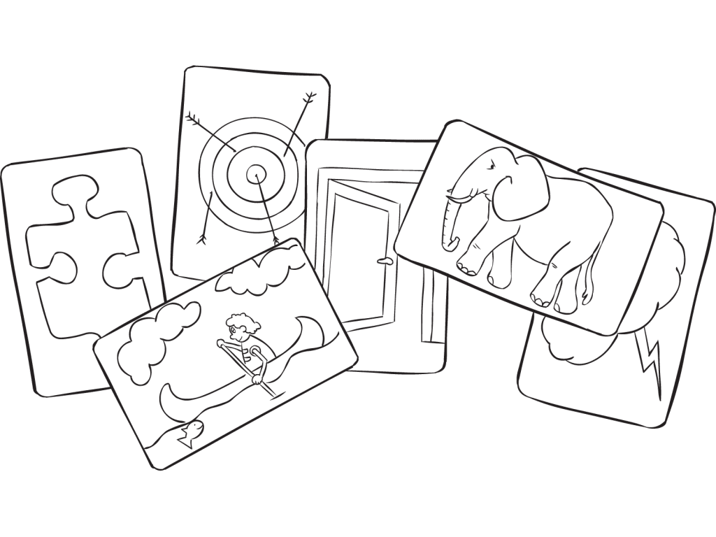 Set of hand-drawn picture cards called Climer Cards used in many reflection exercises