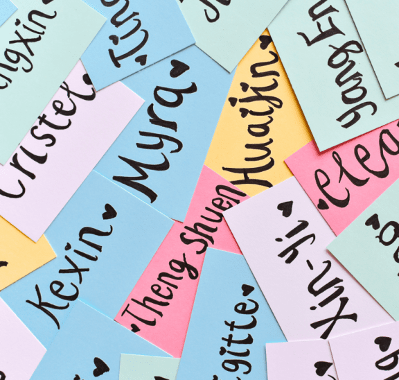 Colourful name tags to help how to remember names