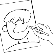 Illustration of person playing Blind Portraits trust-building game