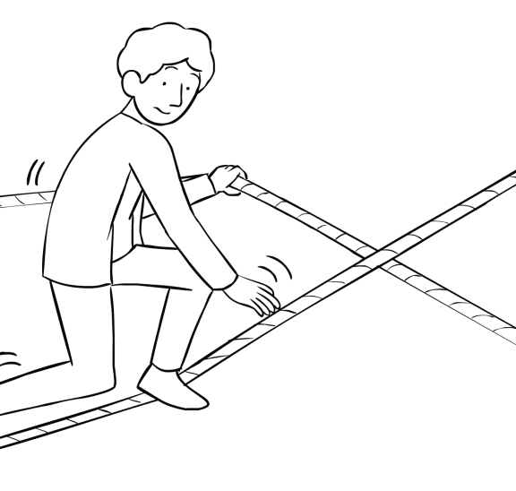 Illustration of man using Hour Glass challenging traversing exercise
