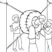 Illustration of group participatin in Porthole challenge course element