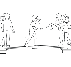 Illustration of group playing Islands team-building activity