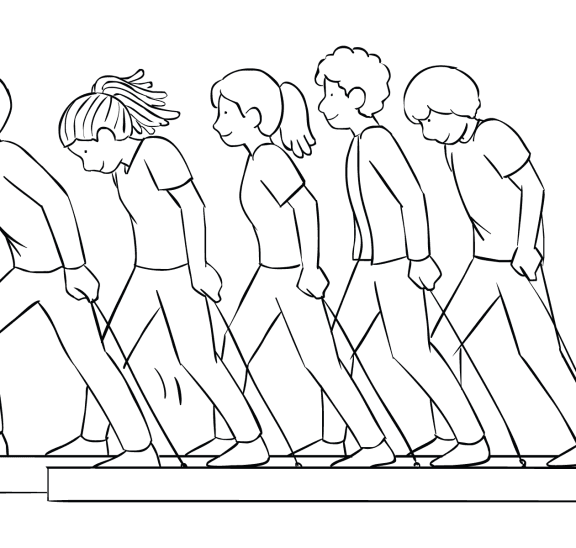 Illustration of group playing on Trolleys coordinated team challenge