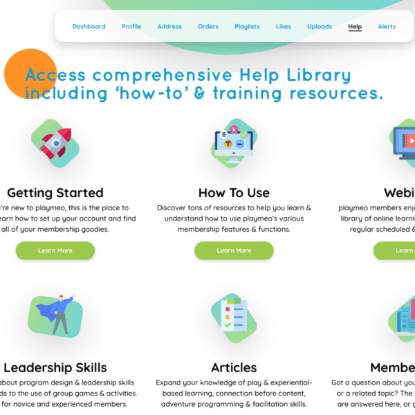 Screenshot of playmeo Help Library