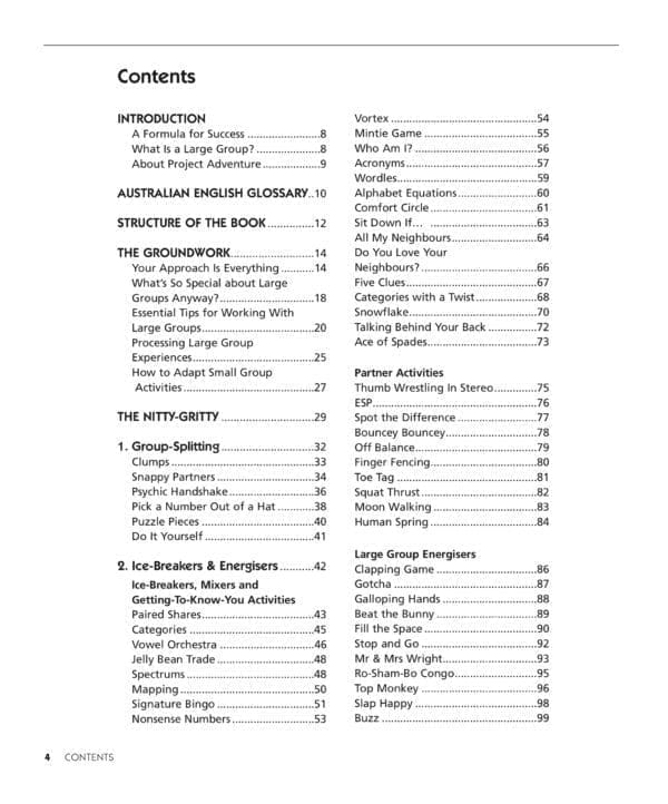 Count Me In Table of Contents page 1