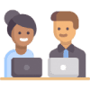 Illustration of two people using laptops