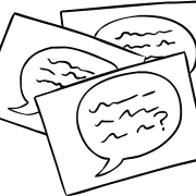 Three cards with talkee bubbles as used in daily icebreaker activity QOTD Question of the Day