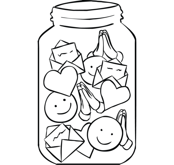 Illustration of a full Gratitude Jar mindful reflection activity