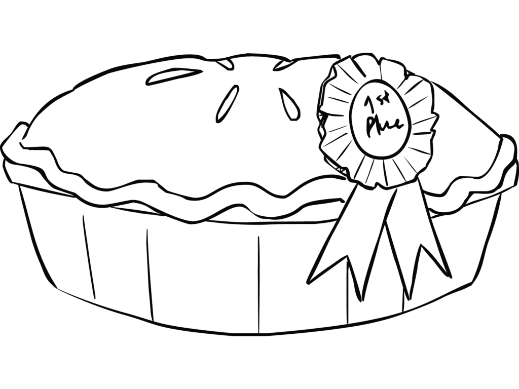 Baked pie with ribbon for winning County Fair pie bake competition